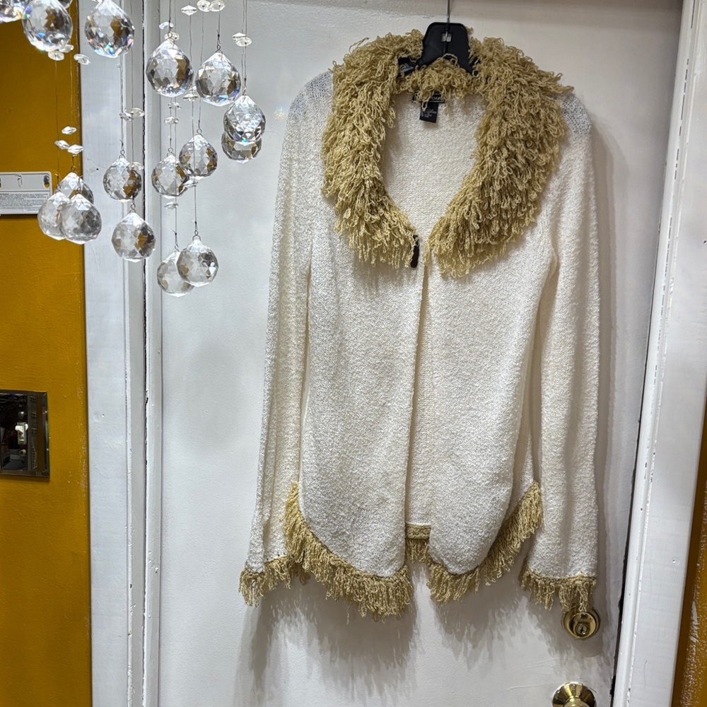 Takeout Cream and Tan Cardigan Sweater